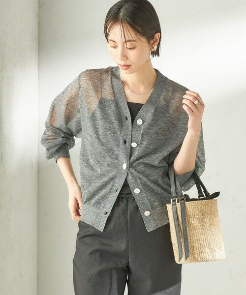 SHIPS / シップス カーディガン・ボレロ | 《一部追加予約》〈手洗い可能〉麻混 シアー Vネック カーディガン | 詳細16