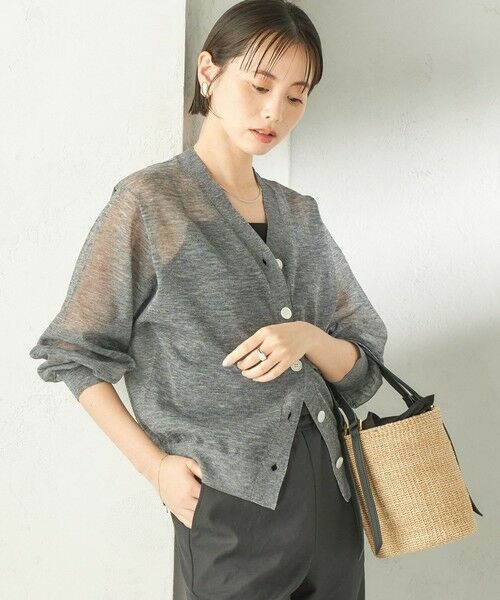 SHIPS / シップス カーディガン・ボレロ | 《予約》〈手洗い可能〉麻混 シアー Vネック カーディガン | 詳細9