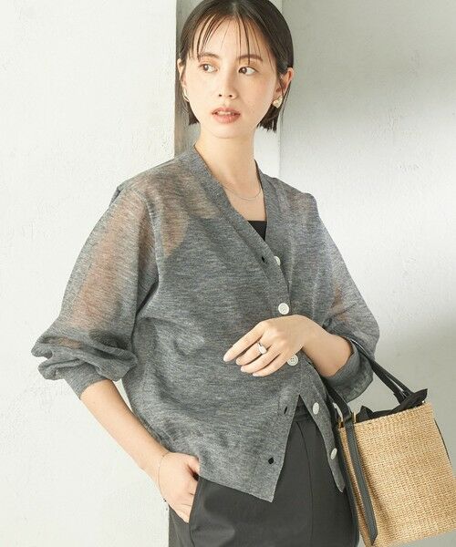 SHIPS / シップス カーディガン・ボレロ | 《予約》〈手洗い可能〉麻混 シアー Vネック カーディガン（グレー）