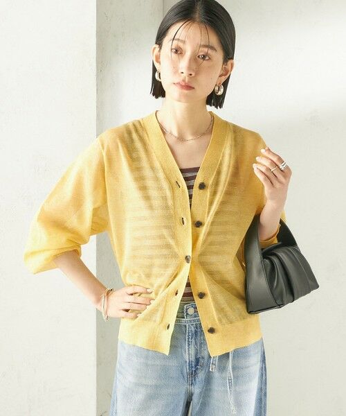 SHIPS / シップス カーディガン・ボレロ | 《予約》〈手洗い可能〉麻混 シアー Vネック カーディガン | 詳細24