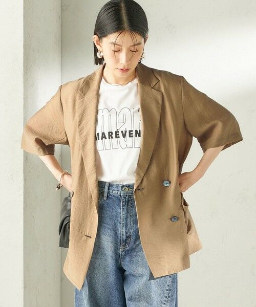 SHIPS / シップス テーラードジャケット | 《予約》〈手洗い可能〉シルク混 シアー 羽織 半袖 ジャケット | 詳細5