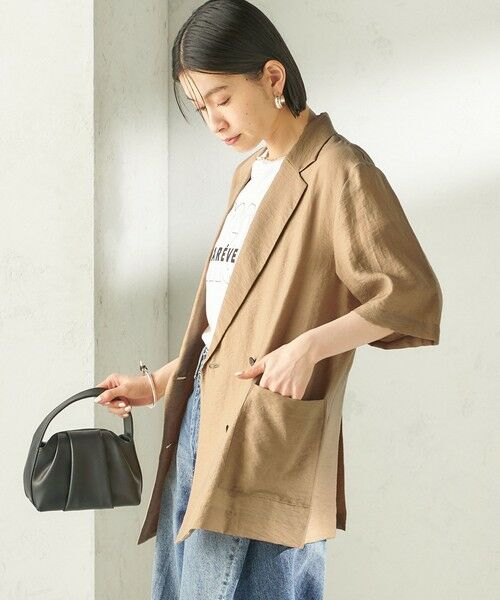 SHIPS / シップス テーラードジャケット | 《予約》〈手洗い可能〉シルク混 シアー 羽織 半袖 ジャケット | 詳細6