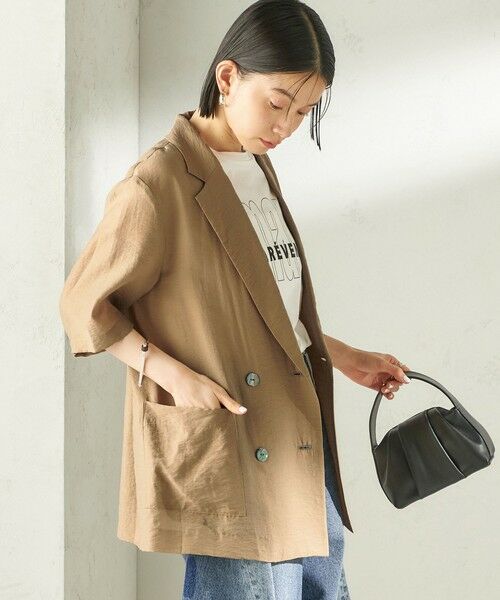 SHIPS / シップス テーラードジャケット | 《予約》〈手洗い可能〉シルク混 シアー 羽織 半袖 ジャケット | 詳細8