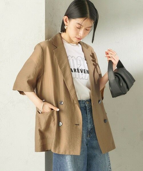 SHIPS / シップス テーラードジャケット | 《予約》〈手洗い可能〉シルク混 シアー 羽織 半袖 ジャケット | 詳細9