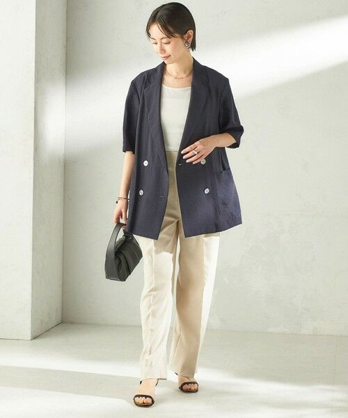 SHIPS / シップス テーラードジャケット | 《予約》〈手洗い可能〉シルク混 シアー 羽織 半袖 ジャケット | 詳細20