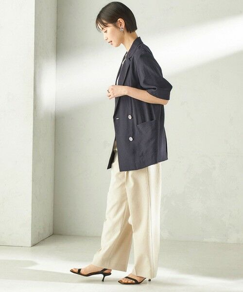 SHIPS / シップス テーラードジャケット | 《予約》〈手洗い可能〉シルク混 シアー 羽織 半袖 ジャケット | 詳細21