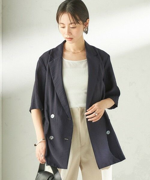 SHIPS / シップス テーラードジャケット | 《予約》〈手洗い可能〉シルク混 シアー 羽織 半袖 ジャケット | 詳細23