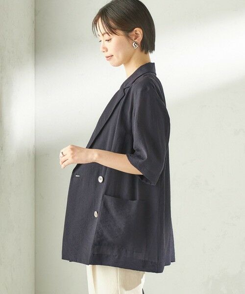 SHIPS / シップス テーラードジャケット | 《予約》〈手洗い可能〉シルク混 シアー 羽織 半袖 ジャケット | 詳細24