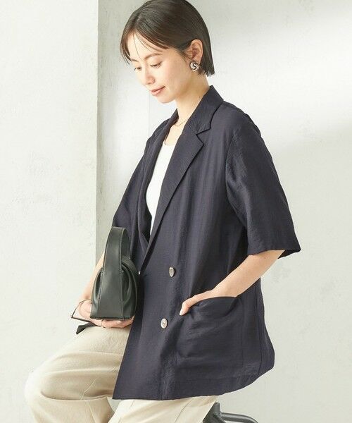 SHIPS / シップス テーラードジャケット | 《予約》〈手洗い可能〉シルク混 シアー 羽織 半袖 ジャケット | 詳細27