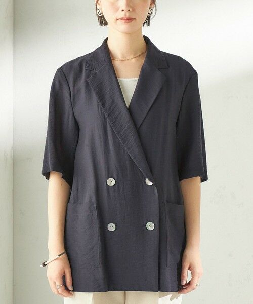 SHIPS / シップス テーラードジャケット | 《予約》〈手洗い可能〉シルク混 シアー 羽織 半袖 ジャケット | 詳細30
