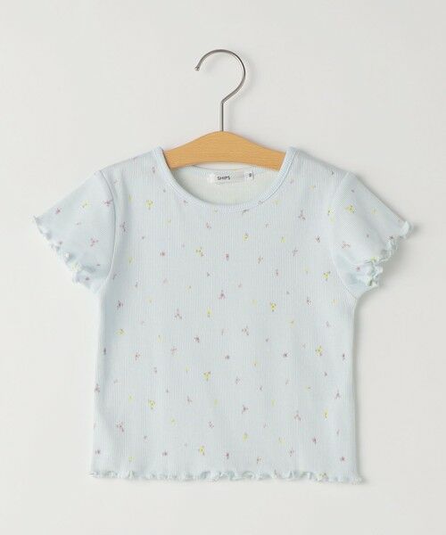 SHIPS / シップス Tシャツ | SHIPS KIDS:80〜90cm /フラワー テキスタイル リブTシャツ（ライトブルー）