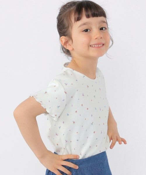 SHIPS / シップス Tシャツ | SHIPS KIDS:100〜130cm /フラワー テキスタイル リブTシャツ | 詳細1