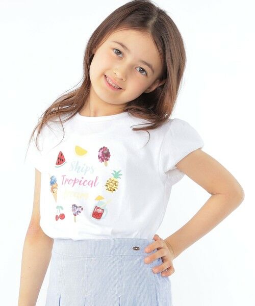 SHIPS / シップス Tシャツ | SHIPS KIDS:100〜130cm / サマー モチーフ 半袖 Tシャツ（オフホワイト）