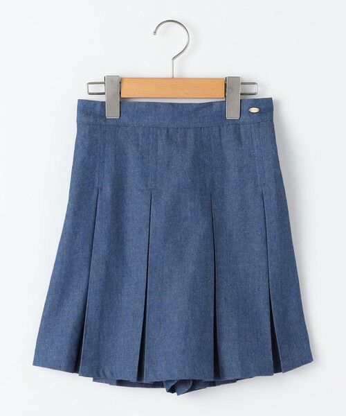 SHIPS / シップス ショート・ハーフ・半端丈パンツ | SHIPS KIDS:140〜150cm /ラメ デニム プリーツ キュロット（ネイビー）