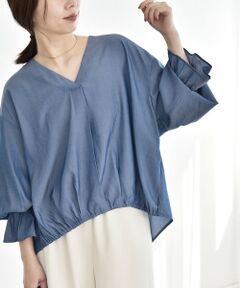 SHIPS / シップス シャツ・ブラウス | 《予約》quaranciel:〈洗濯機可能〉Vネック ギャザーヘム ブラウス