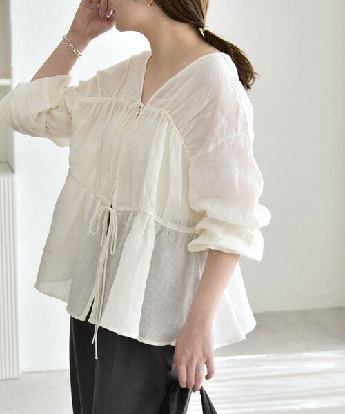 SHIPS / シップス シャツ・ブラウス | 《予約》quaranciel:〈手洗い可能〉ラミー ギャザー リボン ティアード ブラウス | 詳細5