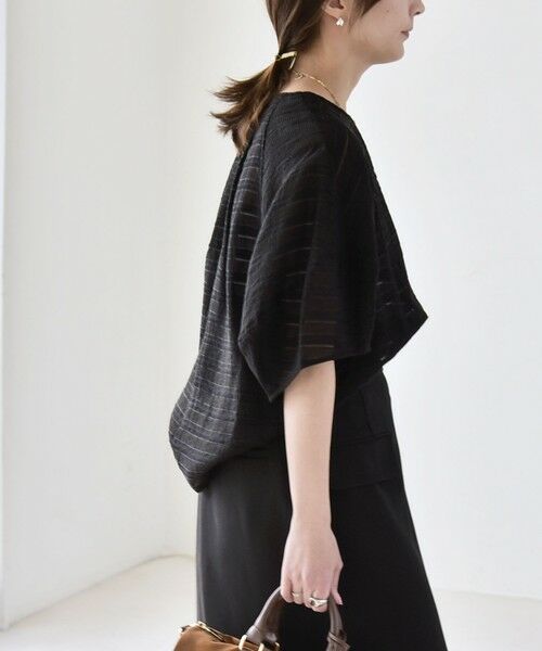 SHIPS / シップス シャツ・ブラウス | 《予約》quaranciel:〈洗濯機可能〉ジャガード ボーダー シアー ブラウス | 詳細10