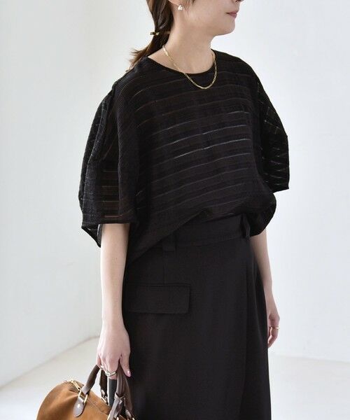 SHIPS / シップス シャツ・ブラウス | 《予約》quaranciel:〈洗濯機可能〉ジャガード ボーダー シアー ブラウス | 詳細11