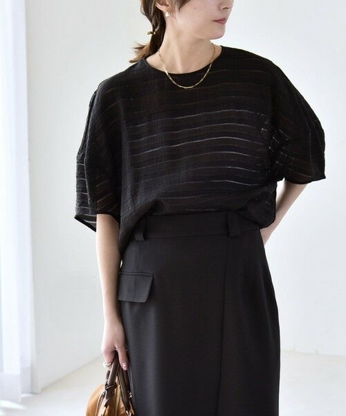 SHIPS / シップス シャツ・ブラウス | 《予約》quaranciel:〈洗濯機可能〉ジャガード ボーダー シアー ブラウス | 詳細12