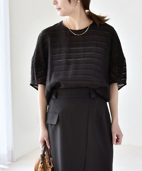 SHIPS / シップス シャツ・ブラウス | 《予約》quaranciel:〈洗濯機可能〉ジャガード ボーダー シアー ブラウス | 詳細13