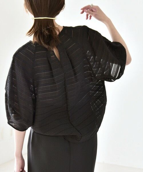 SHIPS / シップス シャツ・ブラウス | 《予約》quaranciel:〈洗濯機可能〉ジャガード ボーダー シアー ブラウス | 詳細3