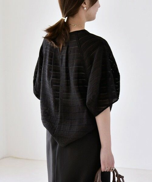 SHIPS / シップス シャツ・ブラウス | 《予約》quaranciel:〈洗濯機可能〉ジャガード ボーダー シアー ブラウス | 詳細9