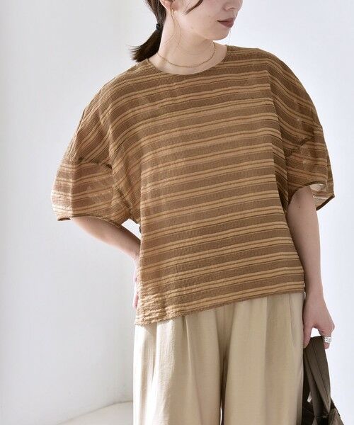 SHIPS / シップス シャツ・ブラウス | 《予約》quaranciel:〈洗濯機可能〉ジャガード ボーダー シアー ブラウス | 詳細19