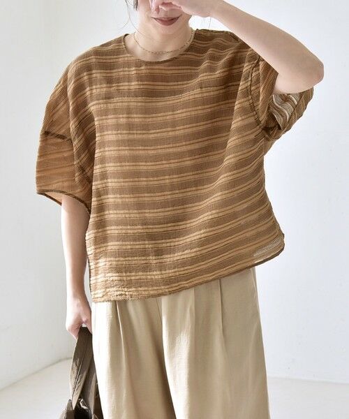 SHIPS / シップス シャツ・ブラウス | 《予約》quaranciel:〈洗濯機可能〉ジャガード ボーダー シアー ブラウス | 詳細20