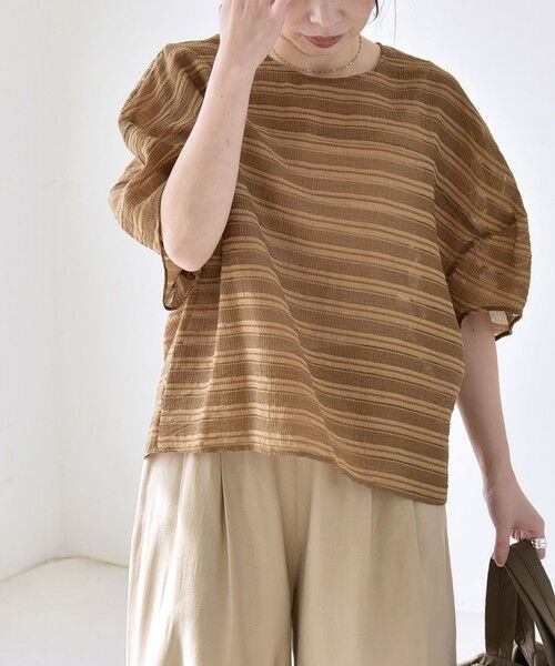 SHIPS / シップス シャツ・ブラウス | 《予約》quaranciel:〈洗濯機可能〉ジャガード ボーダー シアー ブラウス | 詳細21