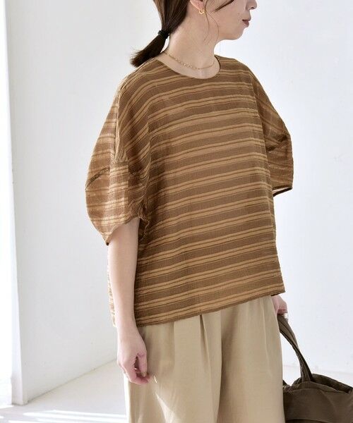 SHIPS / シップス シャツ・ブラウス | 《予約》quaranciel:〈洗濯機可能〉ジャガード ボーダー シアー ブラウス | 詳細22