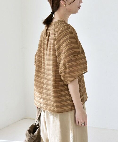 SHIPS / シップス シャツ・ブラウス | 《予約》quaranciel:〈洗濯機可能〉ジャガード ボーダー シアー ブラウス | 詳細23