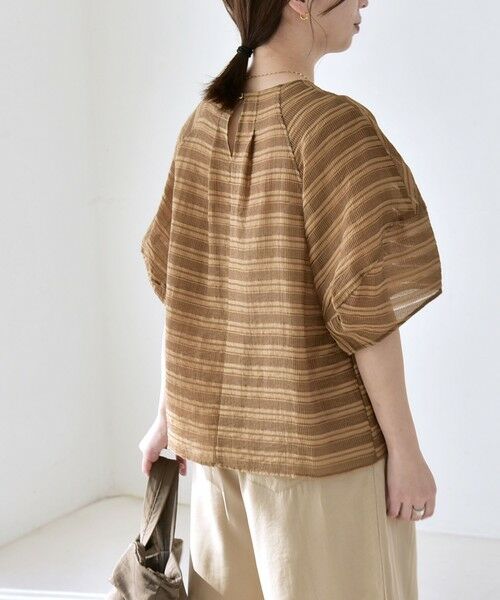 SHIPS / シップス シャツ・ブラウス | 《予約》quaranciel:〈洗濯機可能〉ジャガード ボーダー シアー ブラウス | 詳細24