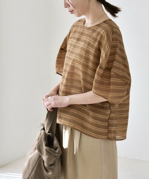 SHIPS / シップス シャツ・ブラウス | 《予約》quaranciel:〈洗濯機可能〉ジャガード ボーダー シアー ブラウス | 詳細27