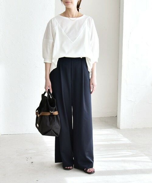 SHIPS / シップス Tシャツ | 《予約》quaranciel:〈接触冷感/汗染み防止加工/洗濯機可能〉ドッキング Aライン カットソー | 詳細1