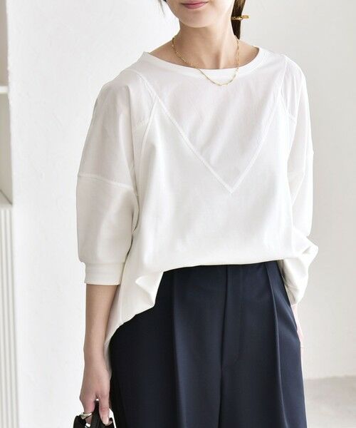 SHIPS / シップス Tシャツ | 《予約》quaranciel:〈接触冷感/汗染み防止加工/洗濯機可能〉ドッキング Aライン カットソー | 詳細11