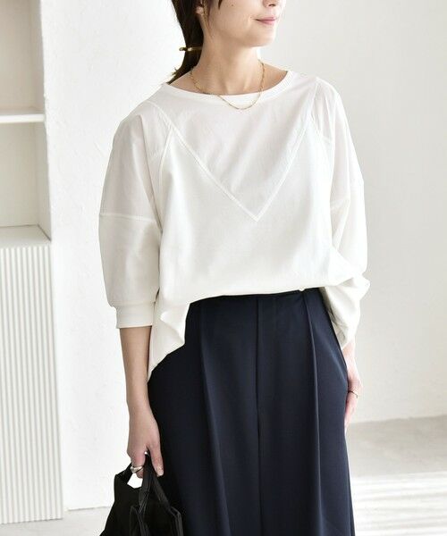 SHIPS / シップス Tシャツ | 《予約》quaranciel:〈接触冷感/汗染み防止加工/洗濯機可能〉ドッキング Aライン カットソー | 詳細12