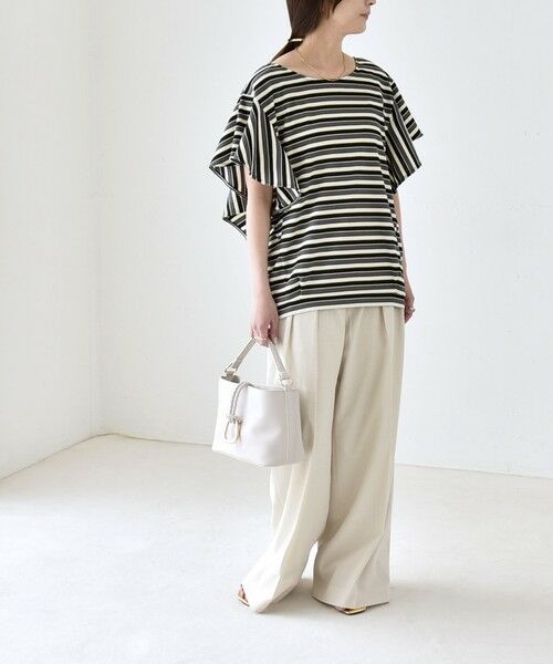 SHIPS / シップス Tシャツ | 《予約》quaranciel:〈洗濯機可能〉マルチボーダー ラッフル コクーン プルオーバー | 詳細1