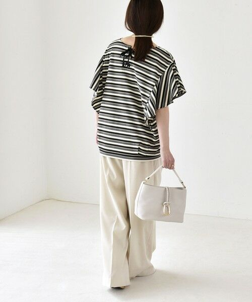 SHIPS / シップス Tシャツ | 《予約》quaranciel:〈洗濯機可能〉マルチボーダー ラッフル コクーン プルオーバー | 詳細2