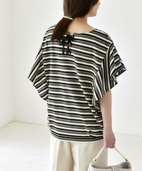 SHIPS / シップス Tシャツ | 《予約》quaranciel:〈洗濯機可能〉マルチボーダー ラッフル コクーン プルオーバー | 詳細6