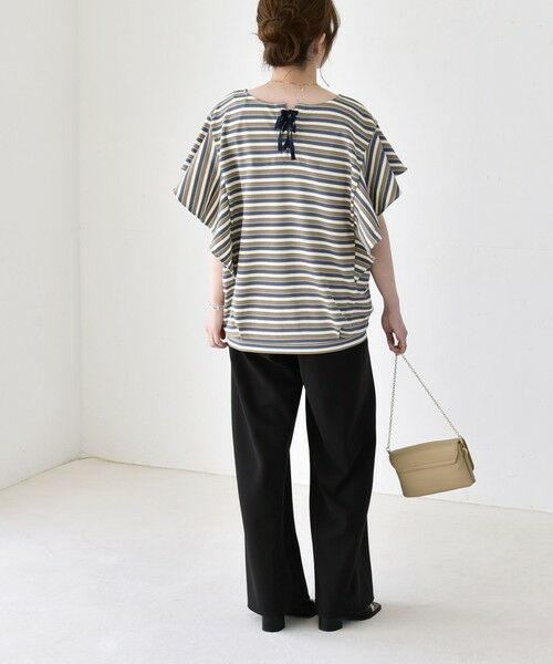 SHIPS / シップス Tシャツ | 《予約》quaranciel:〈洗濯機可能〉マルチボーダー ラッフル コクーン プルオーバー | 詳細13