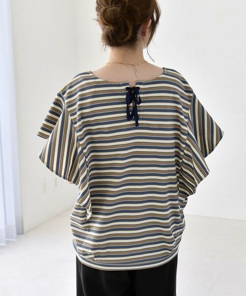 SHIPS / シップス Tシャツ | 《予約》quaranciel:〈洗濯機可能〉マルチボーダー ラッフル コクーン プルオーバー | 詳細17