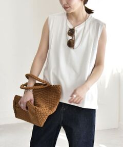 《予約》quaranciel:〈接触冷感/汗染み防止加工/洗濯機可能〉クルー ノースリーブ TEE