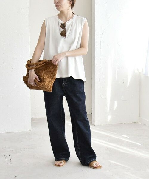 SHIPS / シップス Tシャツ | 《予約》quaranciel:〈接触冷感/汗染み防止加工/洗濯機可能〉クルー ノースリーブ TEE | 詳細1