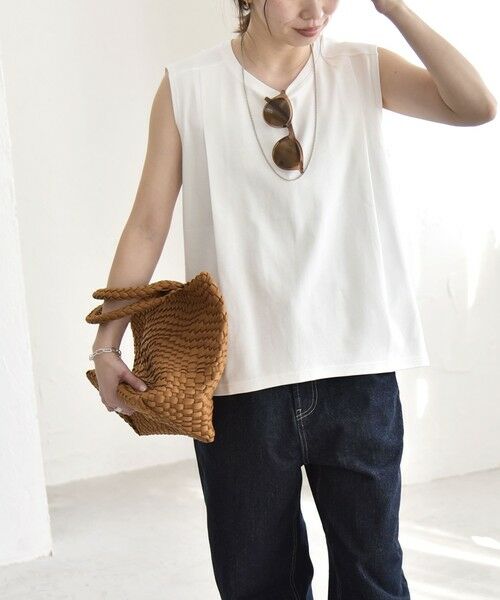 SHIPS / シップス Tシャツ | 《予約》quaranciel:〈接触冷感/汗染み防止加工/洗濯機可能〉クルー ノースリーブ TEE | 詳細4