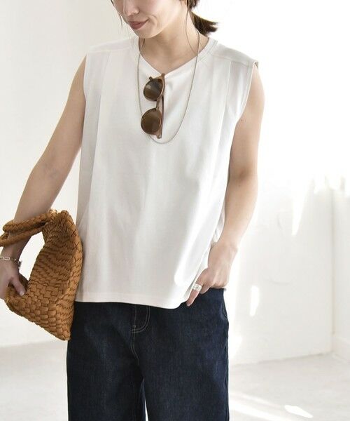 SHIPS / シップス Tシャツ | 《予約》quaranciel:〈接触冷感/汗染み防止加工/洗濯機可能〉クルー ノースリーブ TEE | 詳細9