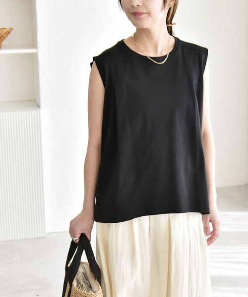 SHIPS / シップス Tシャツ | 《予約》quaranciel:〈接触冷感/汗染み防止加工/洗濯機可能〉クルー ノースリーブ TEE | 詳細22