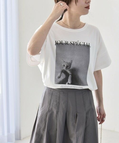 SHIPS / シップス Tシャツ | 《予約》quaranciel:〈接触冷感/汗染み防止加工/洗濯機可能〉CAT プリント TEE | 詳細3