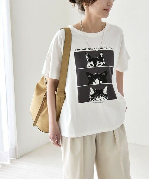 SHIPS / シップス Tシャツ | 《予約》quaranciel:〈接触冷感/汗染み防止加工/洗濯機可能〉CAT プリント TEE | 詳細11
