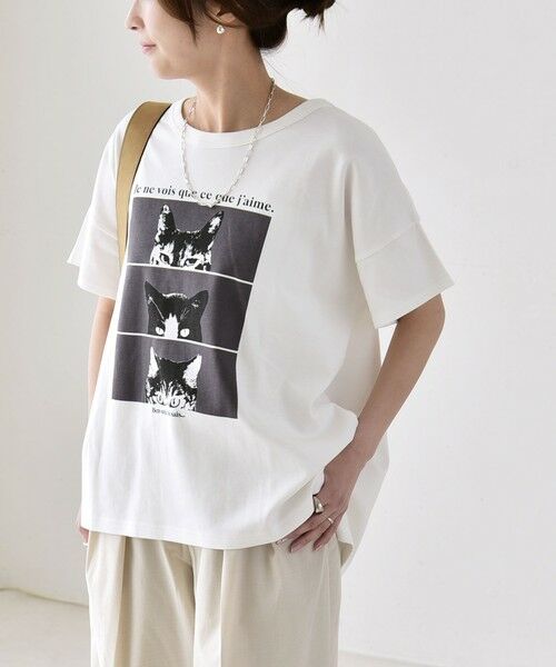 SHIPS / シップス Tシャツ | 《予約》quaranciel:〈接触冷感/汗染み防止加工/洗濯機可能〉CAT プリント TEE | 詳細12