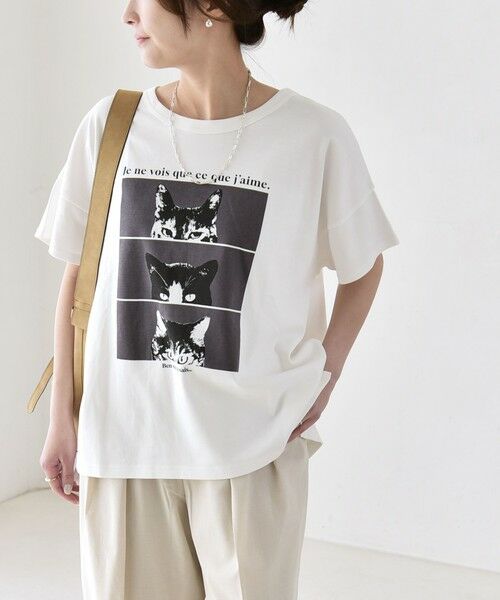 SHIPS / シップス Tシャツ | 《予約》quaranciel:〈接触冷感/汗染み防止加工/洗濯機可能〉CAT プリント TEE | 詳細17